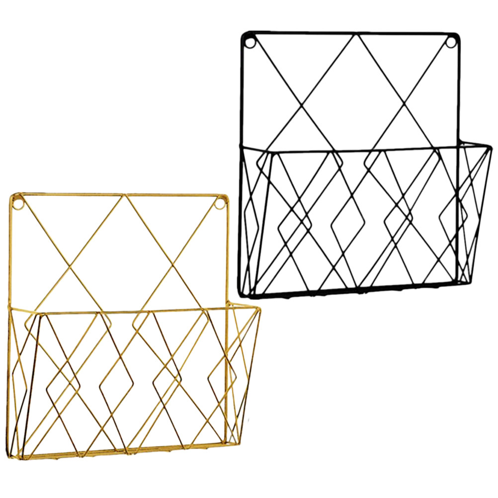 Magazine Holder Rack - 2個入りプレミアムメタル製壁掛けファイルオーガナイザー、オフィスの壁面スペースを節約するドキュメント収納、マガジンホルダー、メッシュタイプ