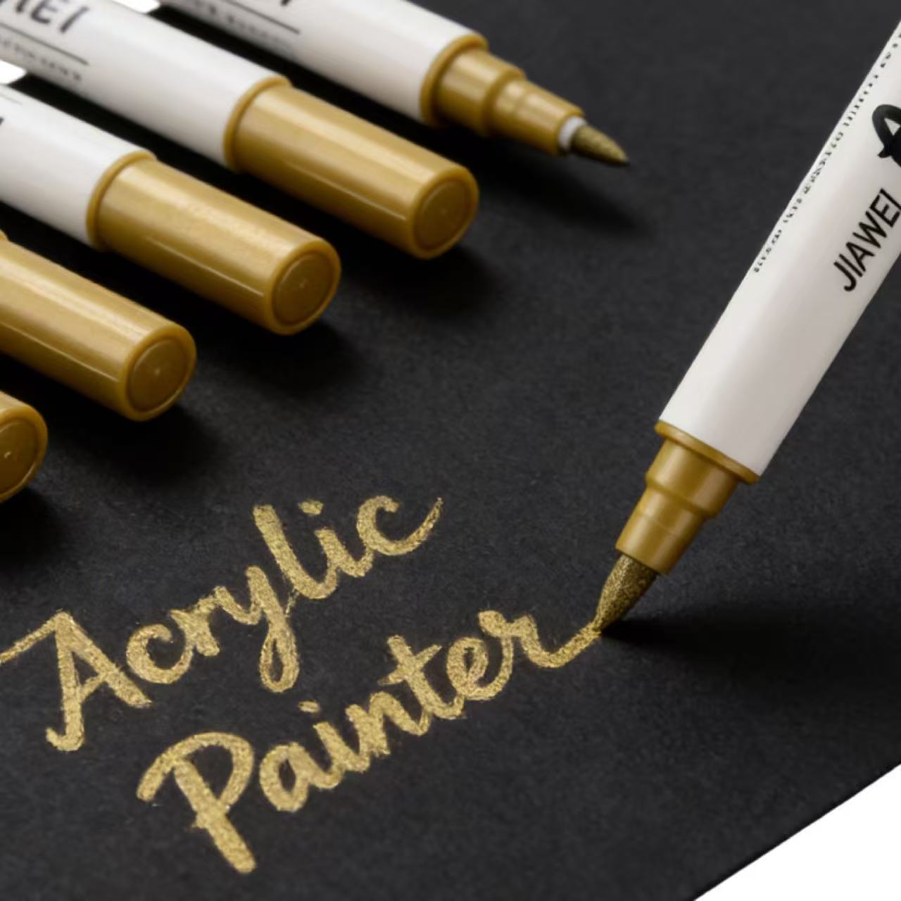 Copic Marker Classic - 5本入りゴールデンアクリルペイントマーカー、デュアルチップブラシ＆細字メタリックゴールドペイントペン、アートクラフト、描画、石絵用