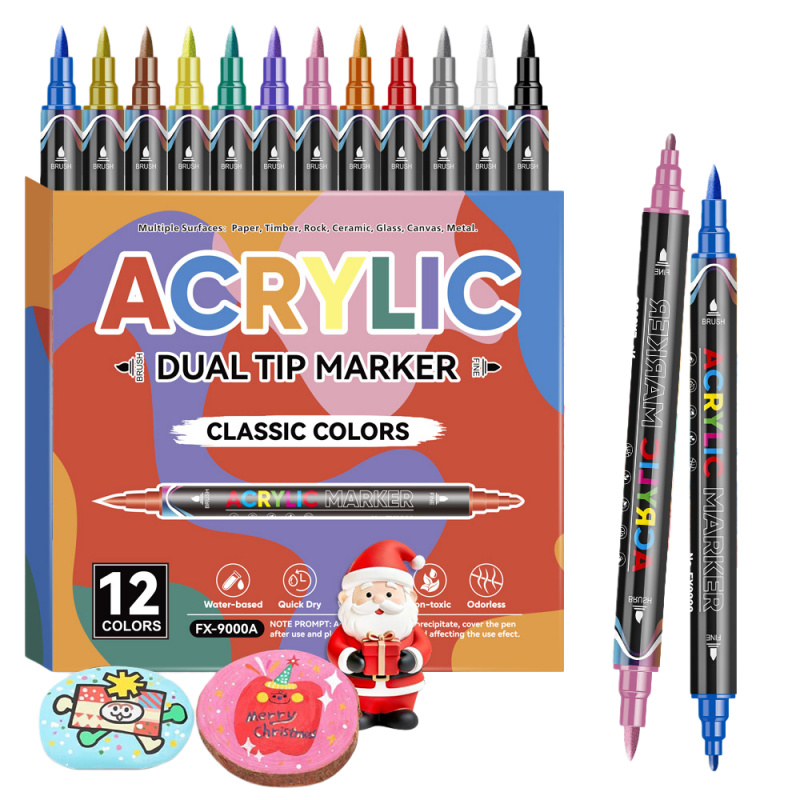 Copic Marker Classic - アクリルペイントマーカー、デュアルチップブラシ＆ファインアクリルペイントペン、スキンカラー/マカロン/メタリックカラー、ロックペイント、キャンバス、木材用