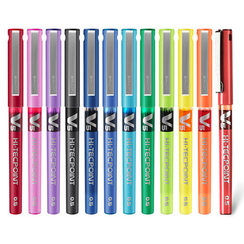 Pilot Pen V5 - 1pc日本パイロットBX-V5水ベースのストレート液体ゲルインクペンかわいいオフィススクールペン12色オプション0.5ミリメートルプロファインポイント先端
