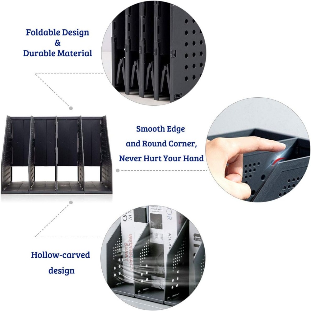 折りたたみ式マガジンホルダー プラスチック製デスクトップ 4 - Magazine Holder Rack のレビューと価格